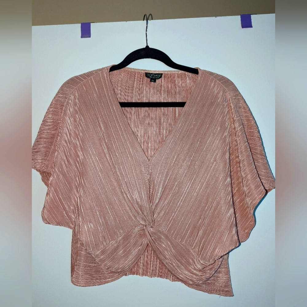 Crop dolman sleeve pleated top